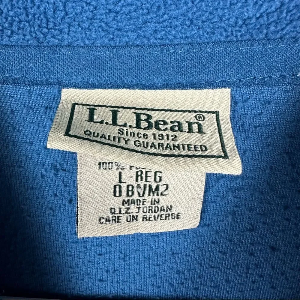 LL Bean Fleece Sweatshirt Mens Large Blue 1/4‎ Zip Pocket Outdoor Hiking Camp